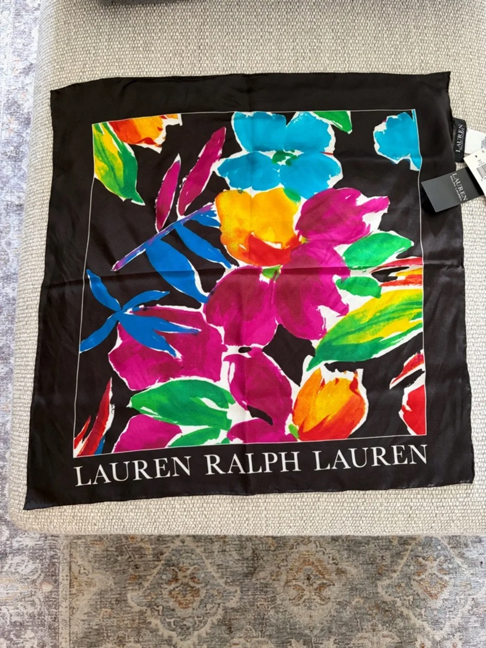 Lauren Ralph Lauren Black Label Silk Scarf - Black - Picture 1 of 6